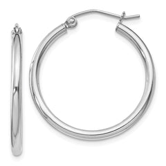 QE800 Sterling Silver Rhodium-plated 2mm Round Hoop Earrings