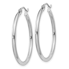 QE802 Sterling Silver Rhodium-plated 2mm Round Hoop Earrings