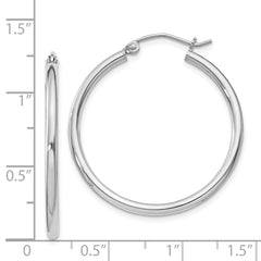 QE802 Sterling Silver Rhodium-plated 2mm Round Hoop Earrings