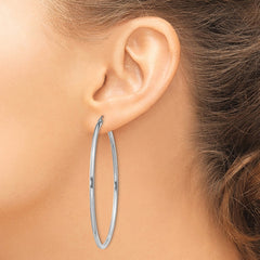 QE803 Sterling Silver Rhodium-plated 2mm Round Hoop Earrings