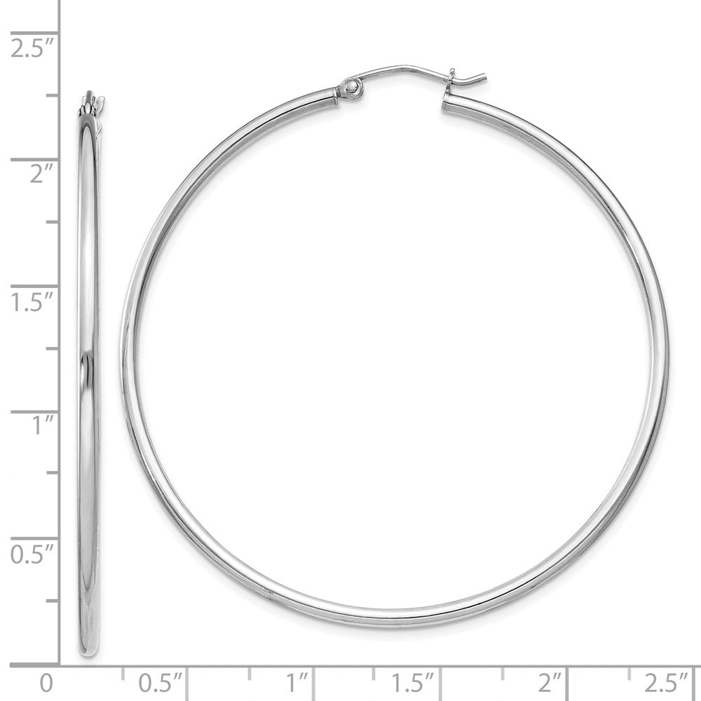 QE803 Sterling Silver Rhodium-plated 2mm Round Hoop Earrings