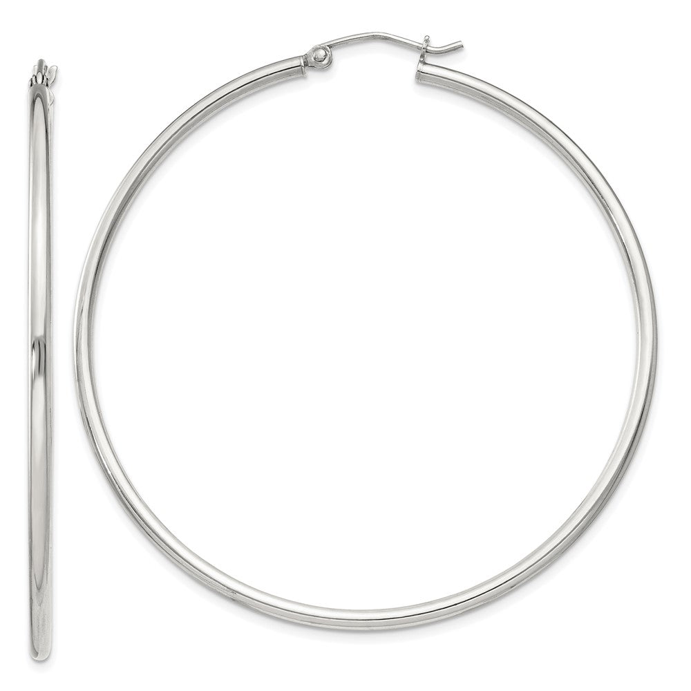 QE803SP Sterling Silver 2mm Round Hoop Earrings