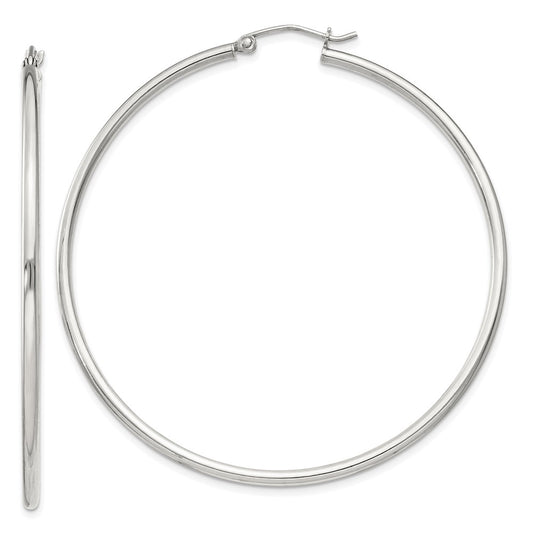 QE803SP Sterling Silver 2mm Round Hoop Earrings