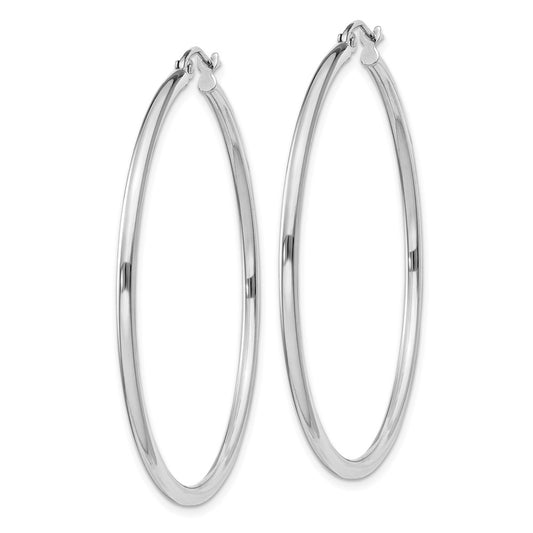 QE804 Sterling Silver Rhodium-plated 2mm Round Hoop Earrings