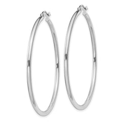 QE804 Sterling Silver Rhodium-plated 2mm Round Hoop Earrings