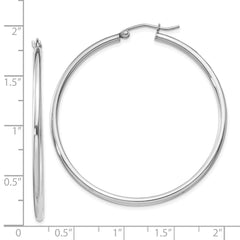 QE804 Sterling Silver Rhodium-plated 2mm Round Hoop Earrings
