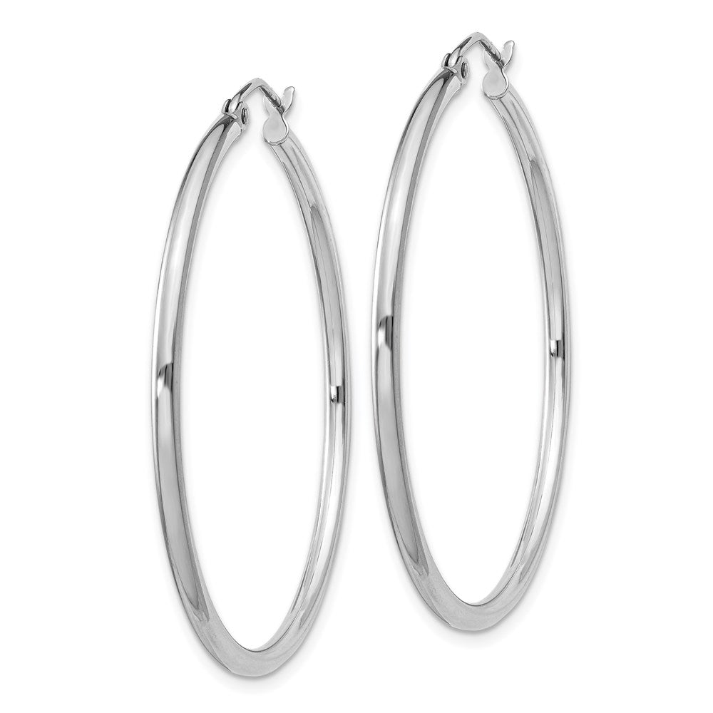 QE805 Sterling Silver Rhodium-plated 2mm Round Hoop Earrings