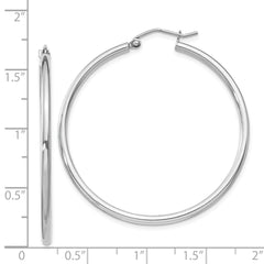 QE805 Sterling Silver Rhodium-plated 2mm Round Hoop Earrings