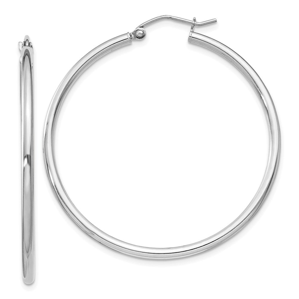 QE805 Sterling Silver Rhodium-plated 2mm Round Hoop Earrings