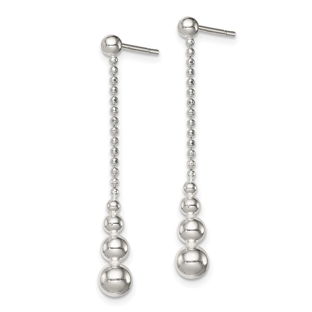 QE8053 Sterling Silver Polished Teardrop & Bead Post Dangle Earrings