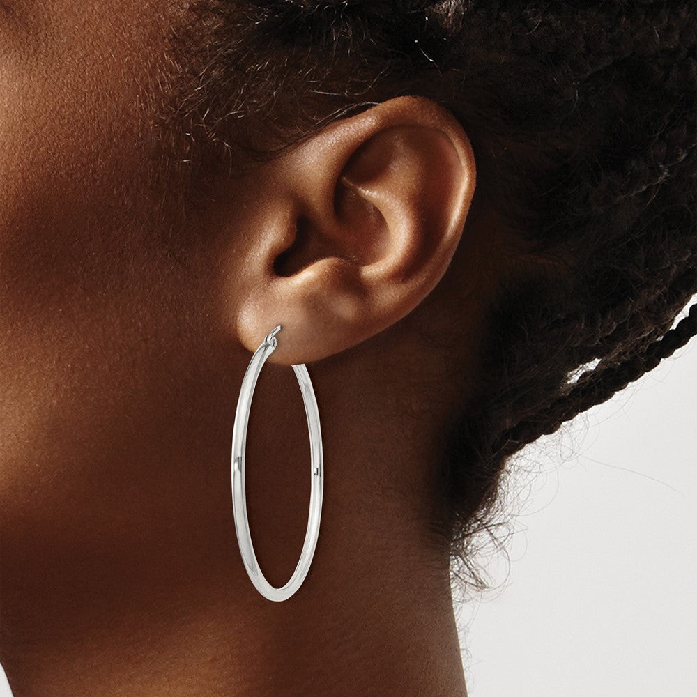 QE805SP Sterling Silver 2mm Round Hoop Earrings