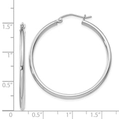 QE806 Sterling Silver Rhodium-plated 2mm Round Hoop Earrings