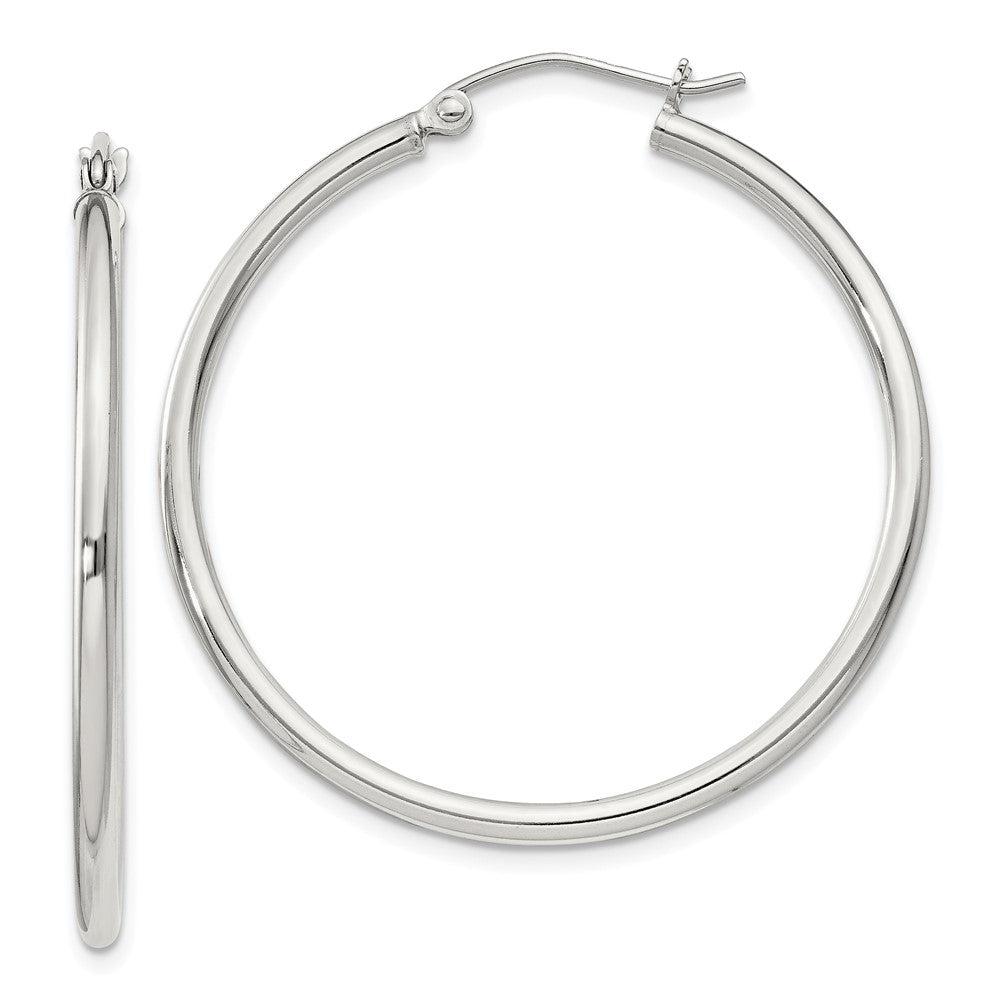 QE806SP Sterling Silver 2mm Round Hoop Earrings