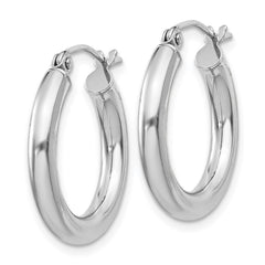 QE807 Sterling Silver Rhodium-plated 3mm Round Hoop Earrings