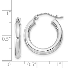 QE807 Sterling Silver Rhodium-plated 3mm Round Hoop Earrings