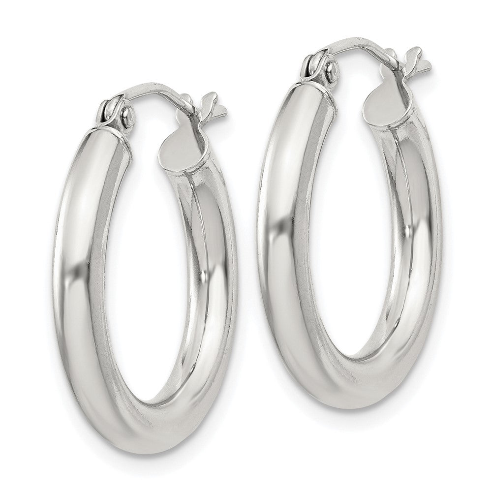 QE807SP Sterling Silver 3mm Round Hoop Earrings