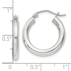 QE807SP Sterling Silver 3mm Round Hoop Earrings