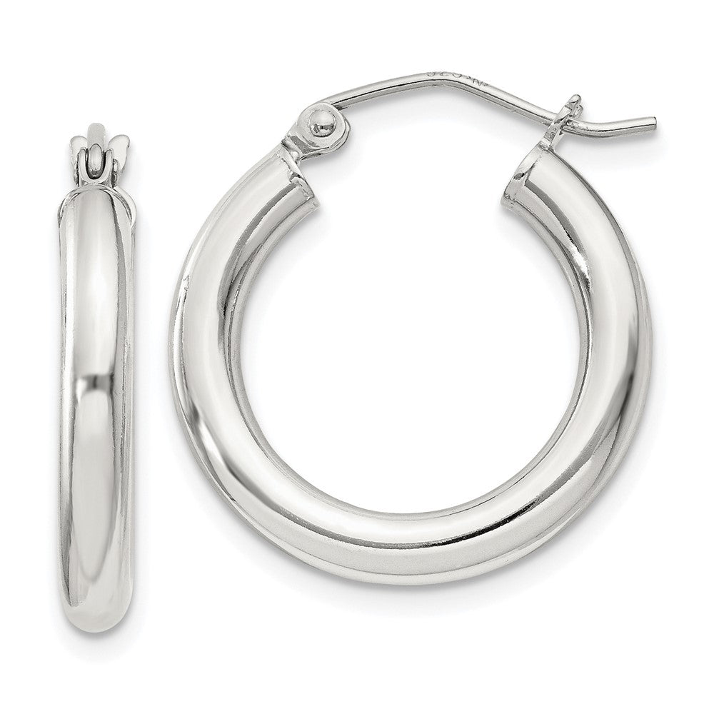 QE807SP Sterling Silver 3mm Round Hoop Earrings
