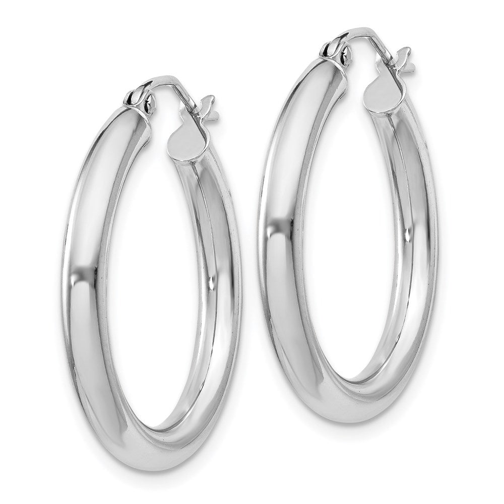 QE808 Sterling Silver Rhodium-plated 3mm Round Hoop Earrings
