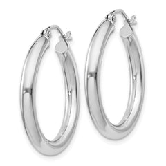 QE808 Sterling Silver Rhodium-plated 3mm Round Hoop Earrings