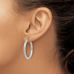 QE8088SP Sterling Silver D/C 3x30mm Hoop Earrings