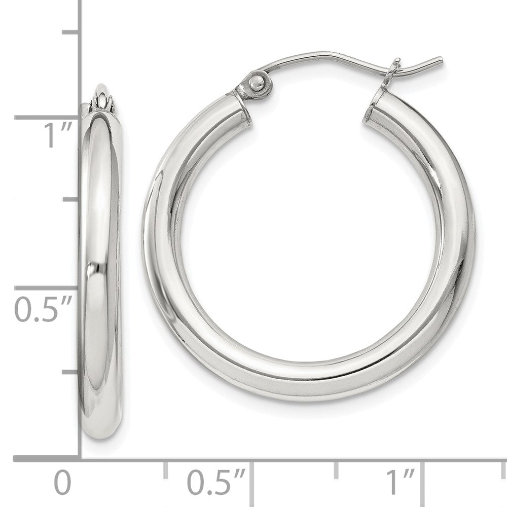 QE808SP Sterling Silver 3mm Round Hoop Earrings