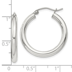 QE808SP Sterling Silver 3mm Round Hoop Earrings