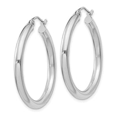 QE809 Sterling Silver Rhodium-plated 3mm Round Hoop Earrings