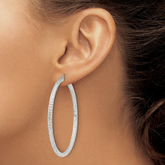 QE8093SP Sterling Silver D/C 3x55mm Hoop Earrings