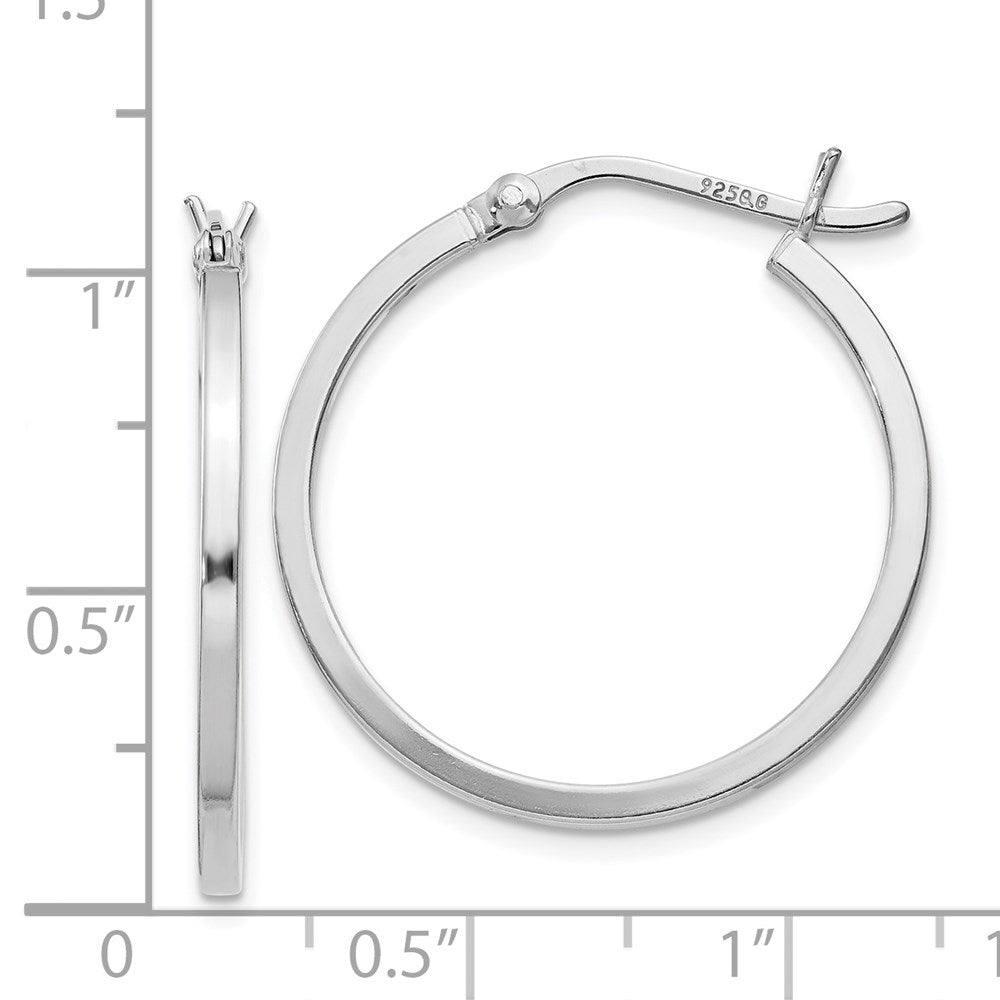 QE8097 Sterling Silver Rhodium-plated 1.5x25mm Hoop Earrings