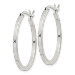 QE8097SP Sterling Silver 1.5x25mm Hoop Earrings