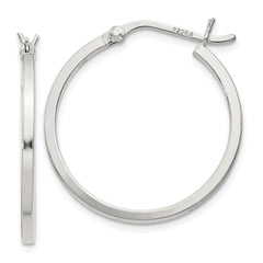 QE8097SP Sterling Silver 1.5x25mm Hoop Earrings