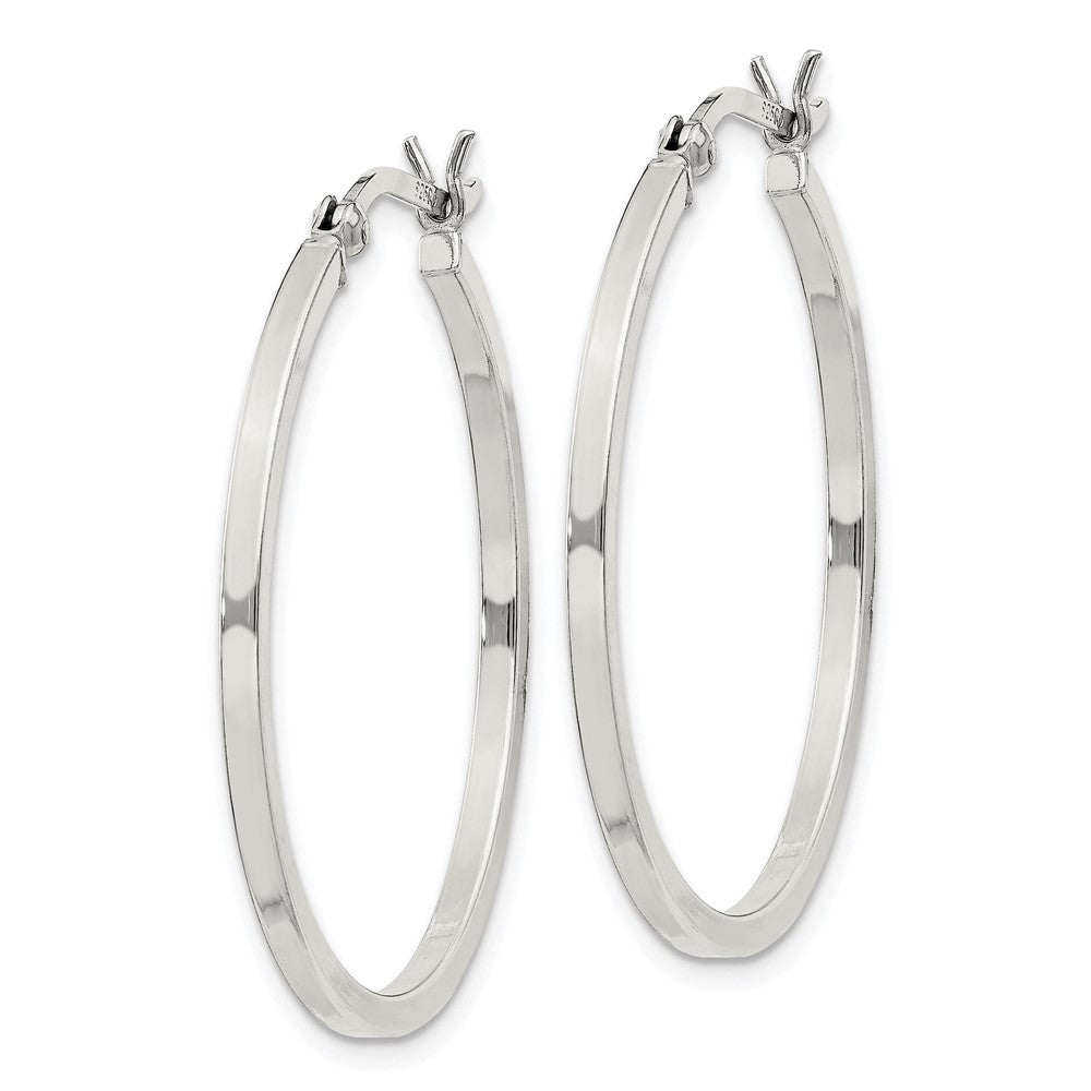QE8098SP Sterling Silver 1.5x30mm Hoop Earrings