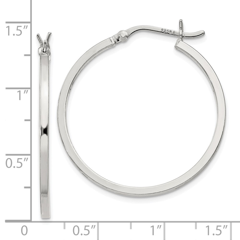 QE8098SP Sterling Silver 1.5x30mm Hoop Earrings