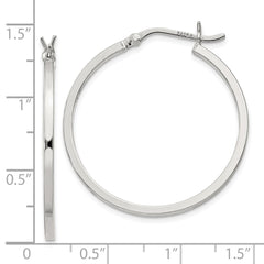 QE8098SP Sterling Silver 1.5x30mm Hoop Earrings