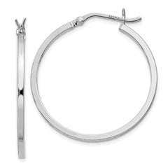 QE8098 Sterling Silver Rhodium-plated 1.5x30mm Hoop Earrings
