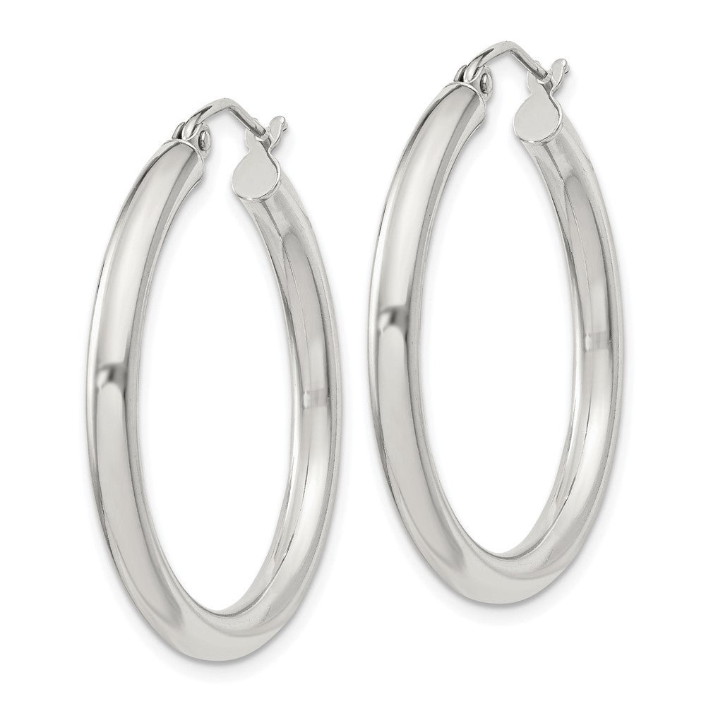 QE809SP Sterling Silver 3mm Round Hoop Earrings