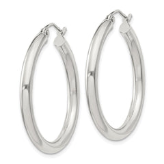 QE809SP Sterling Silver 3mm Round Hoop Earrings