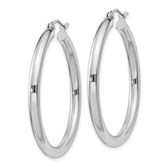 QE810 Sterling Silver Rhodium-plated 3mm Round Hoop Earrings