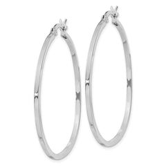 QE8100 Sterling Silver Rhodium-plated 1.5x40mm Hoop Earrings