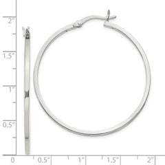 QE8100SP Sterling Silver 1.5x40mm Hoop Earrings