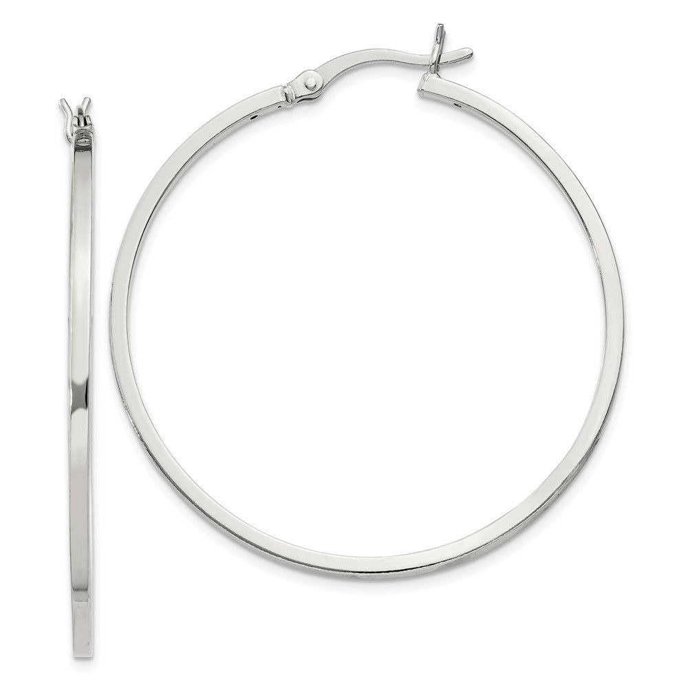 QE8100SP Sterling Silver 1.5x40mm Hoop Earrings