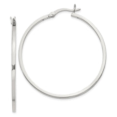 QE8100SP Sterling Silver 1.5x40mm Hoop Earrings