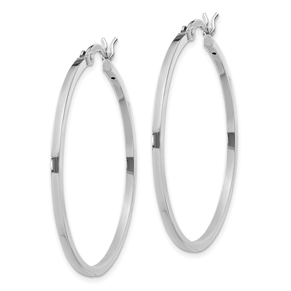 QE8101 Sterling Silver Rhodium-plated 1.5x35mm Hoop Earrings