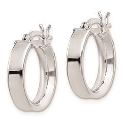 QE8105 Sterling Silver Rhodium Plated 4x16mm Hoop Earrings