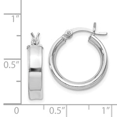 QE8105 Sterling Silver Rhodium Plated 4x16mm Hoop Earrings