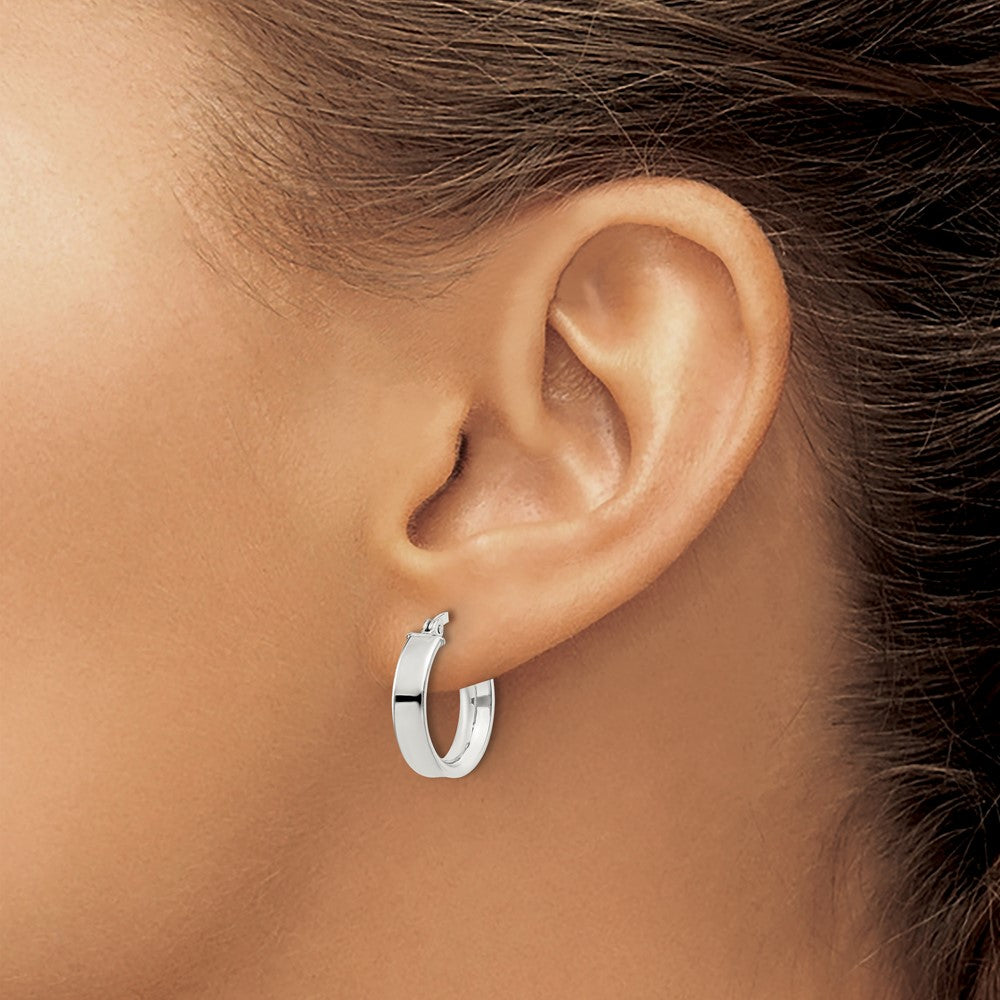 QE8105SP Sterling Silver 4x16mm Hoop Earrings