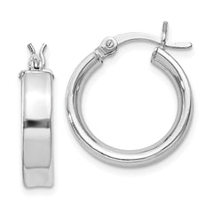 QE8105 Sterling Silver Rhodium Plated 4x16mm Hoop Earrings