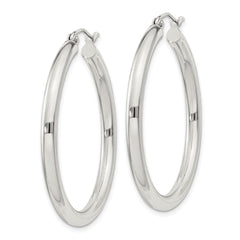 QE810SP Sterling Silver 3mm Round Hoop Earrings