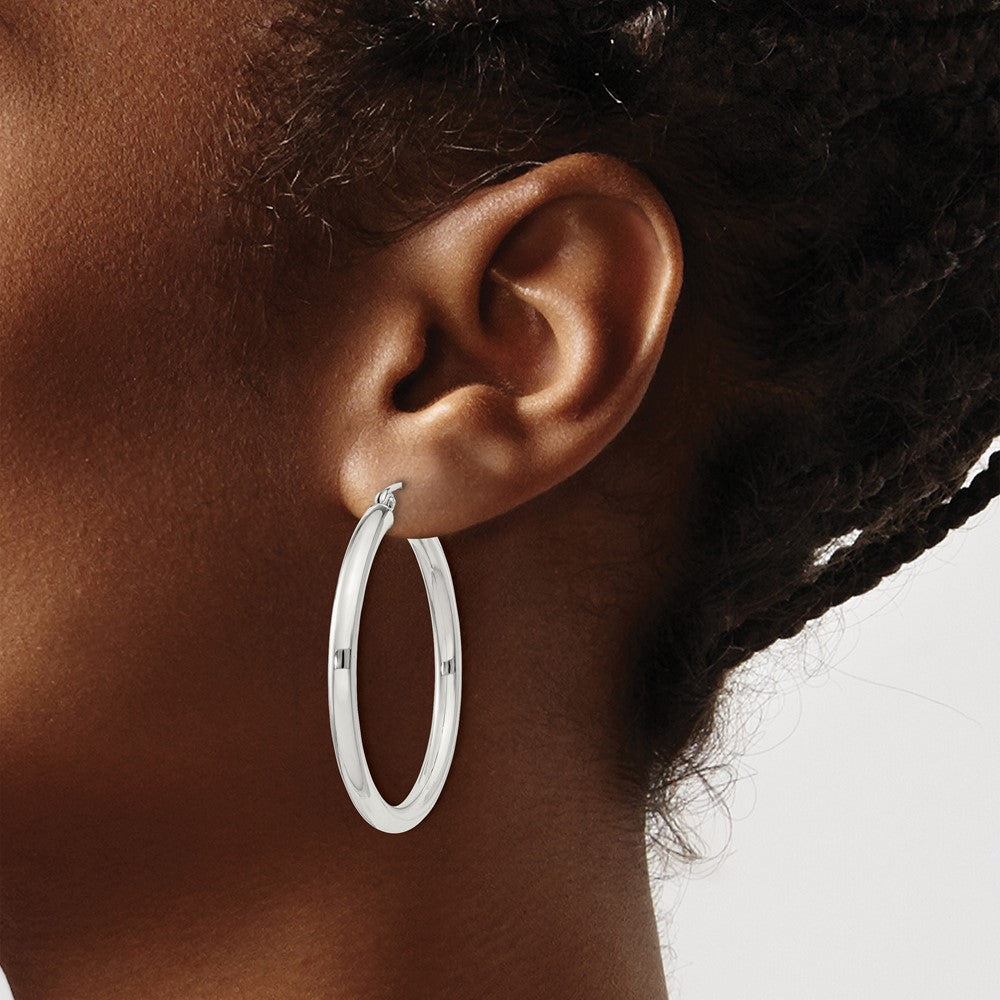 QE810SP Sterling Silver 3mm Round Hoop Earrings